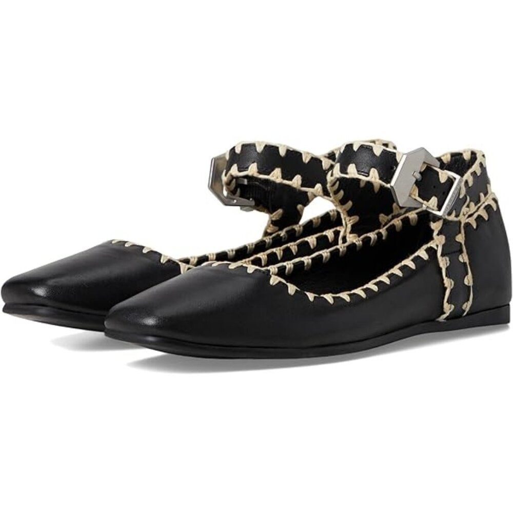 FREE PEOPLE Crochet Mystic Jane Flats In Black NIB